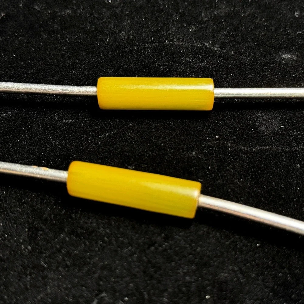 Vintage Ekco Stainless Pickle Fork, Yellow Spring Wire Tongs, Ice tongs, 3pc Set